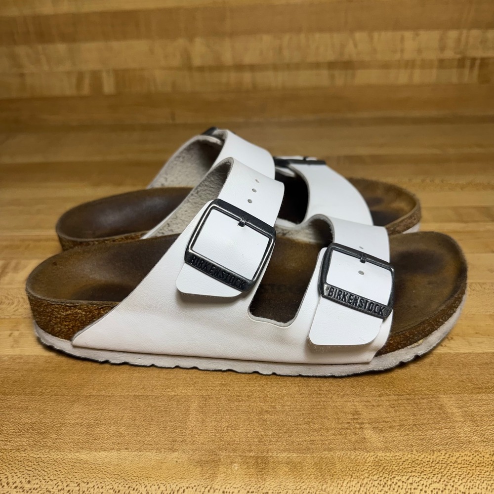 Birkenstock Arizona White Birko-Flor Sandals Womens 37 L6 M4 Made in Germany